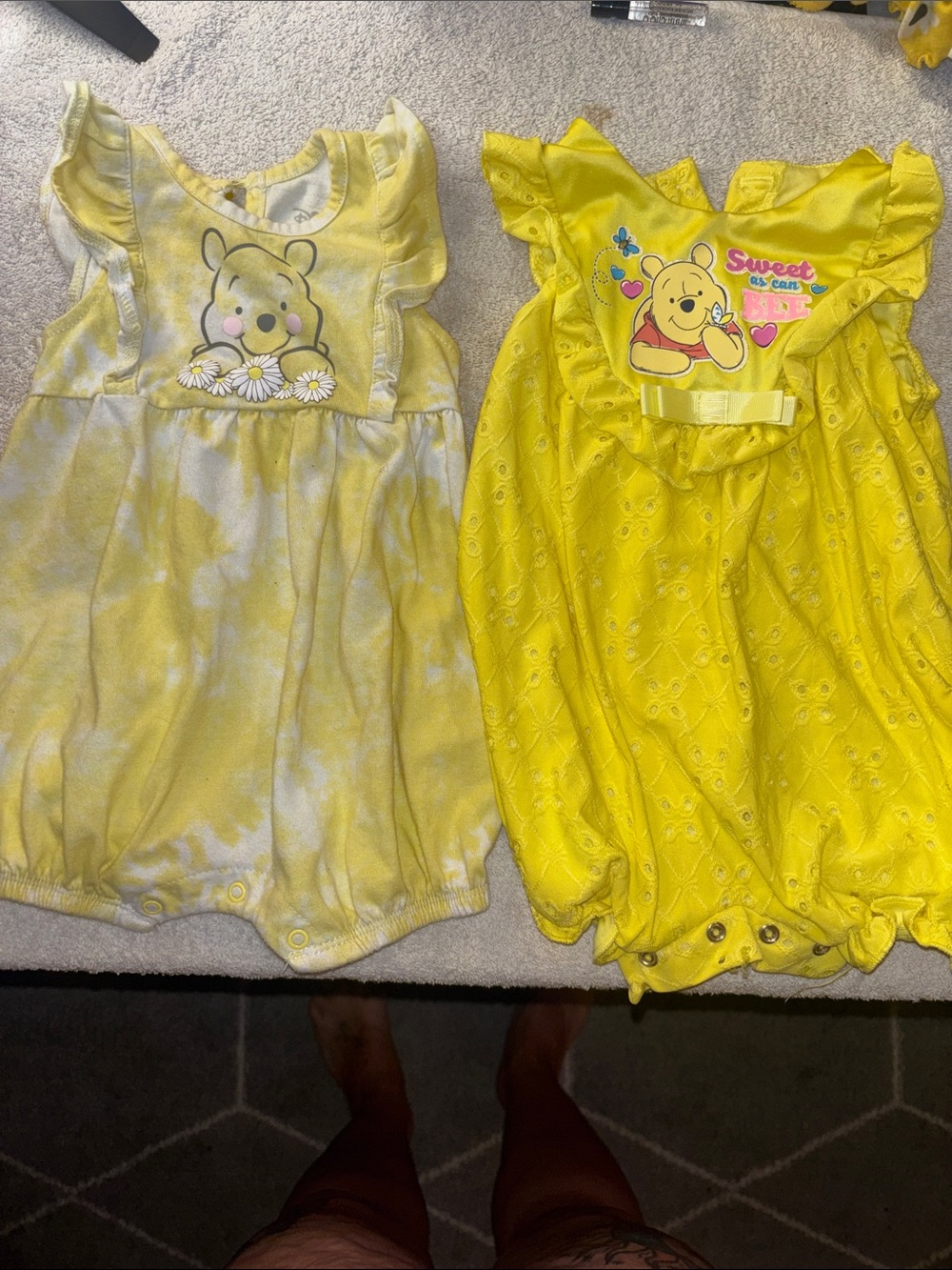 Disney Yellow Winnie the Pooh Baby Romper Duo